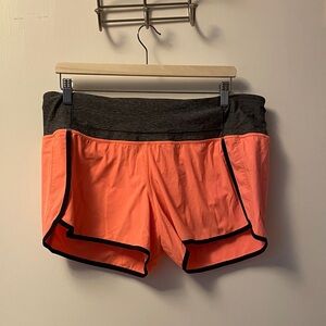 Lululemon Athletica Coral and Gray Athletic Shorts